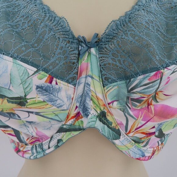 Elomi 36I Bra 4420 Mariella Underwire Banded Bra Tropical Blue Leaf Unlined - Picture 3 of 15